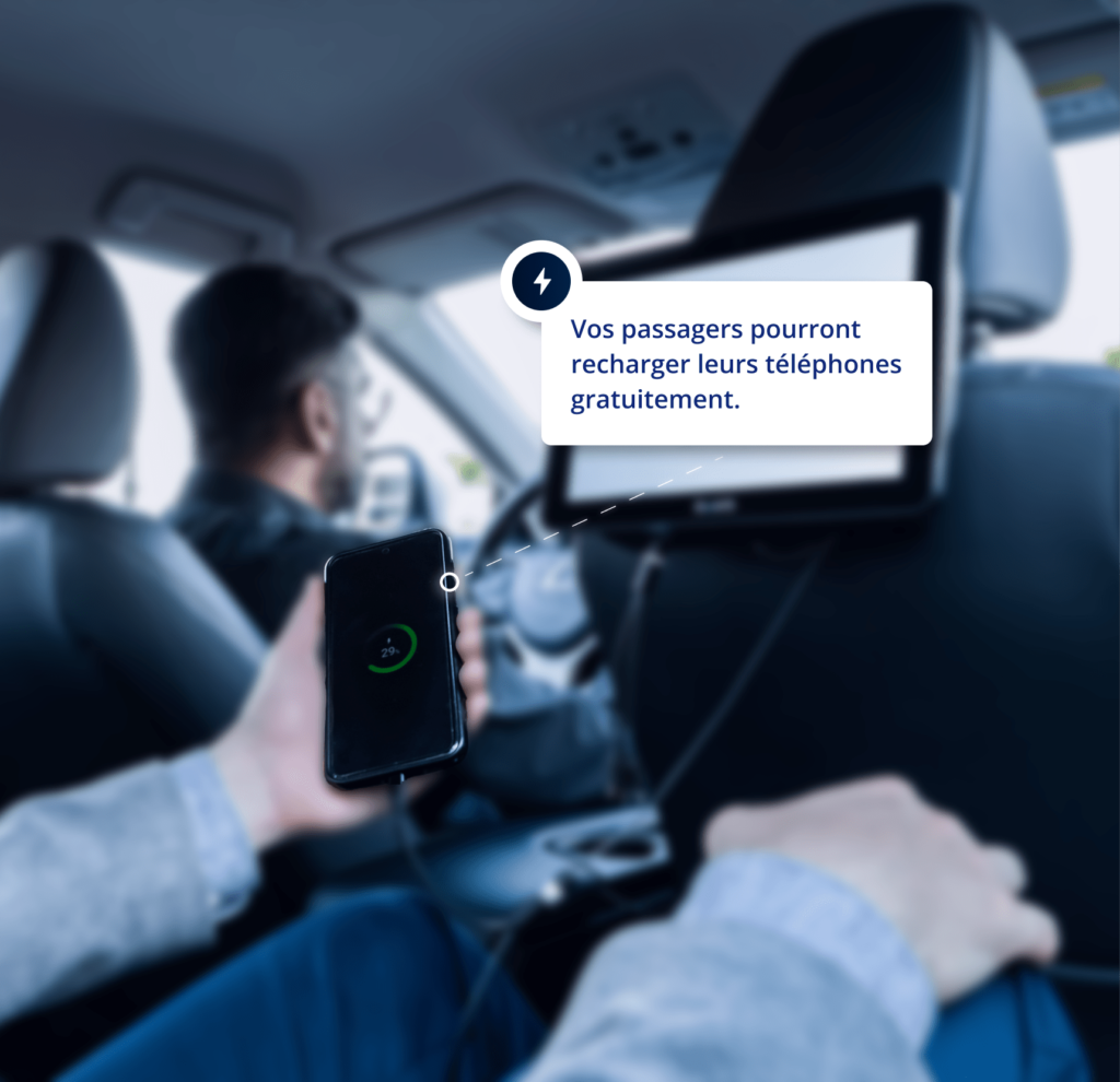 Ecran 6-min client chargant sont mobile avec les cables du DigiCab avec indication